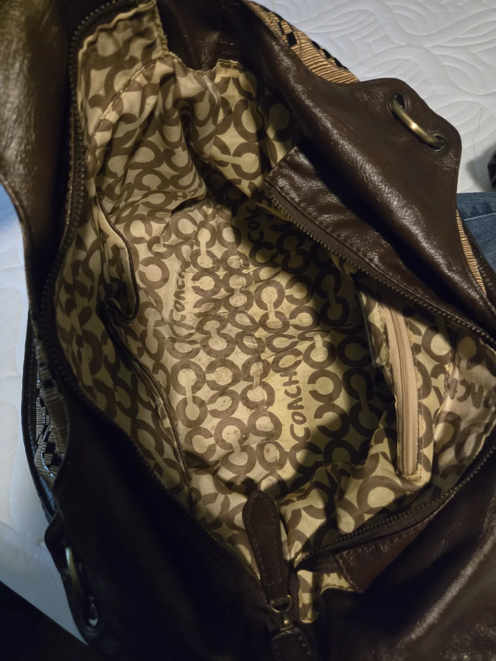 Coach vintage  Gold and Brown Circle Jacquard Hobo Shoulder Bag